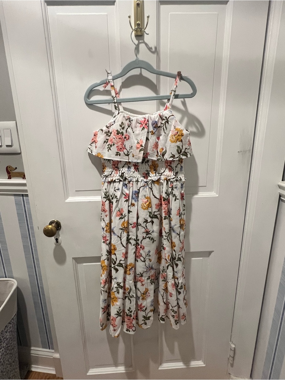 Janie and Jack White Floral Ruffle Sundress with Pink and Yellow Blooms